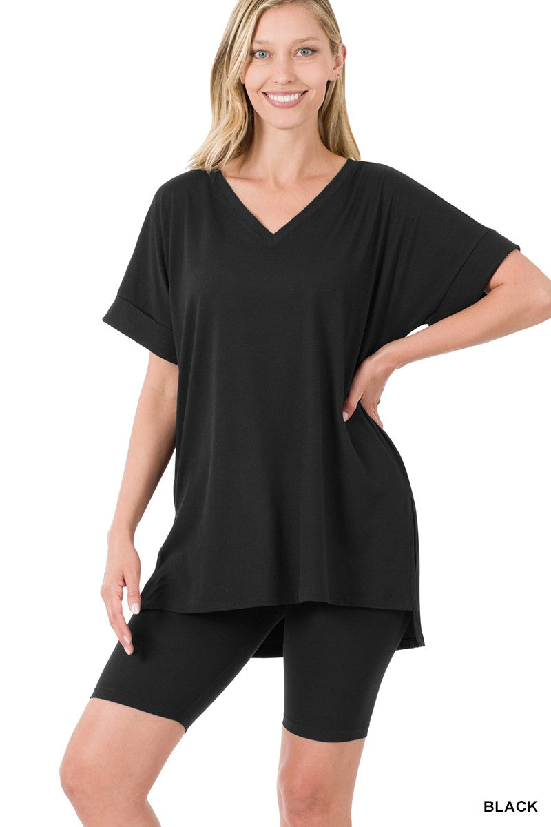 V-neck Top & Biker Shorts - Brazos Avenue Market