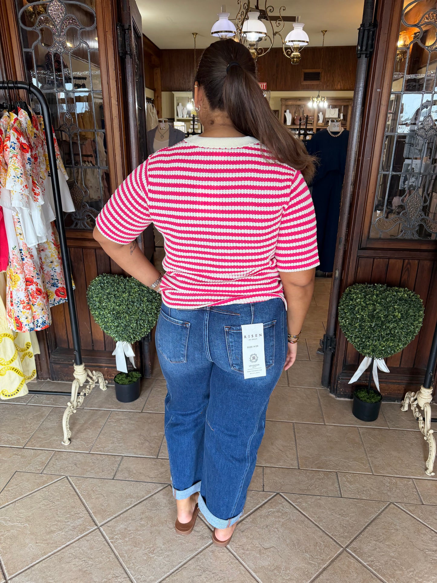 Pink Stripe Short Sleeve Top - Brazos Avenue Market