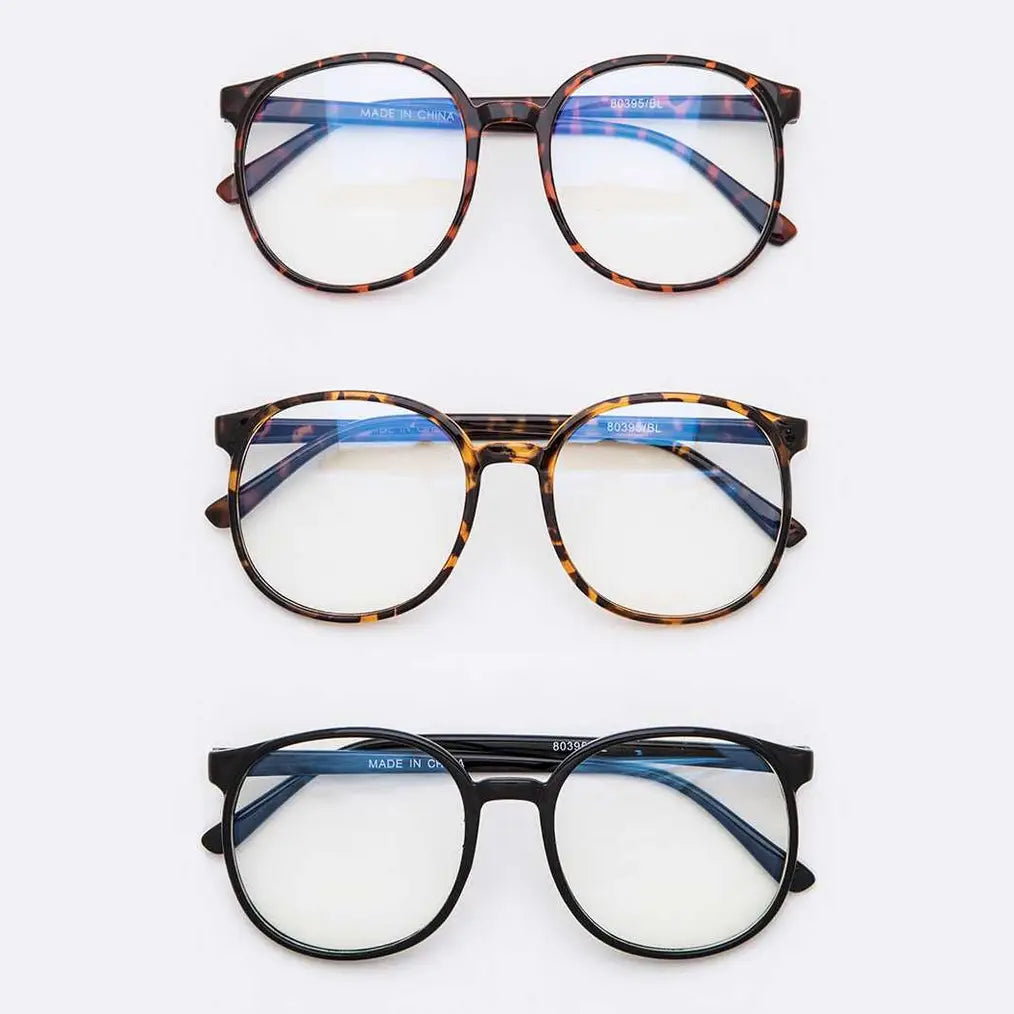 Blue Light Block Oversize Round Glasses Set