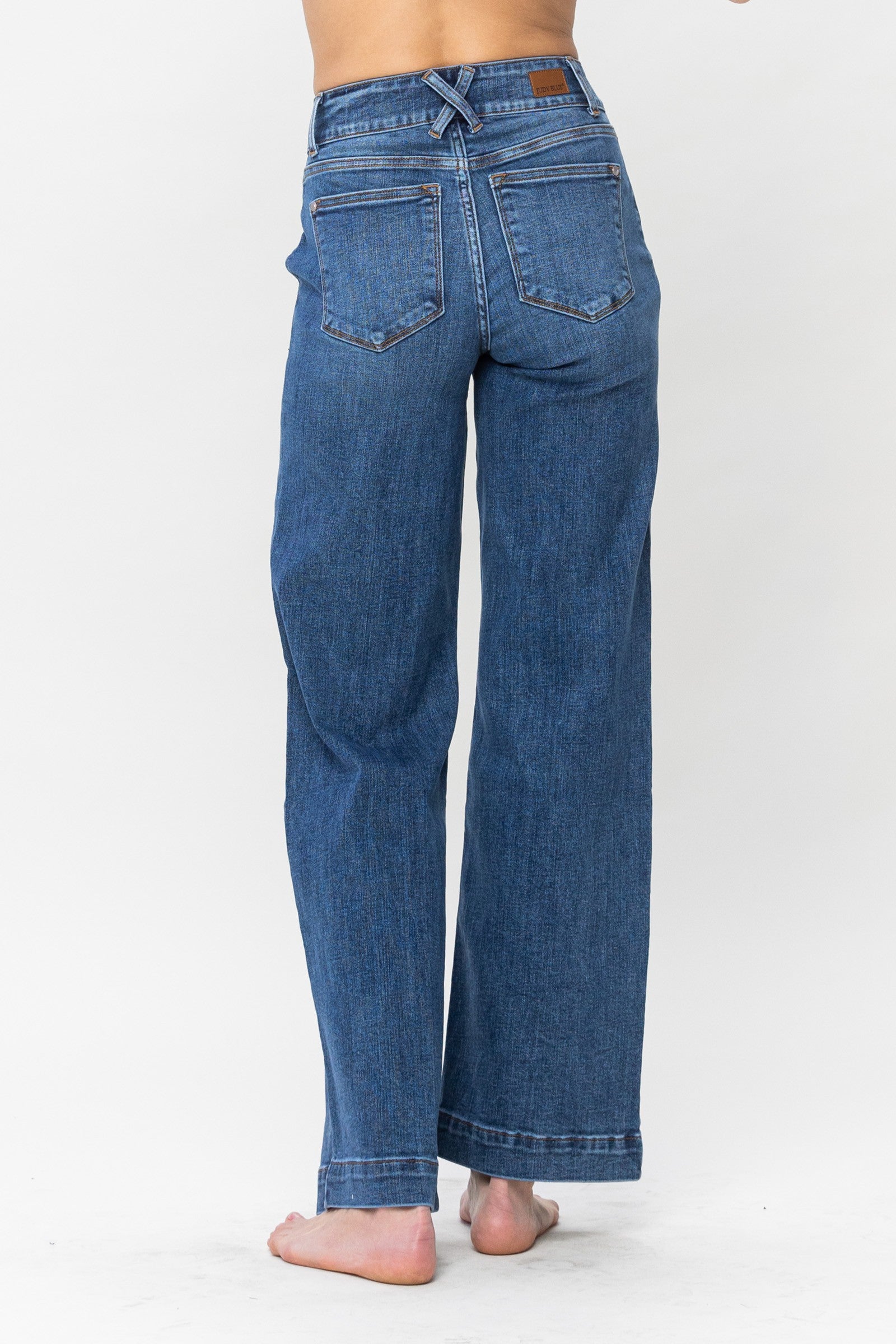 Judy Blue High Waist Double Button Wide Leg Jeans - Brazos Avenue Market 