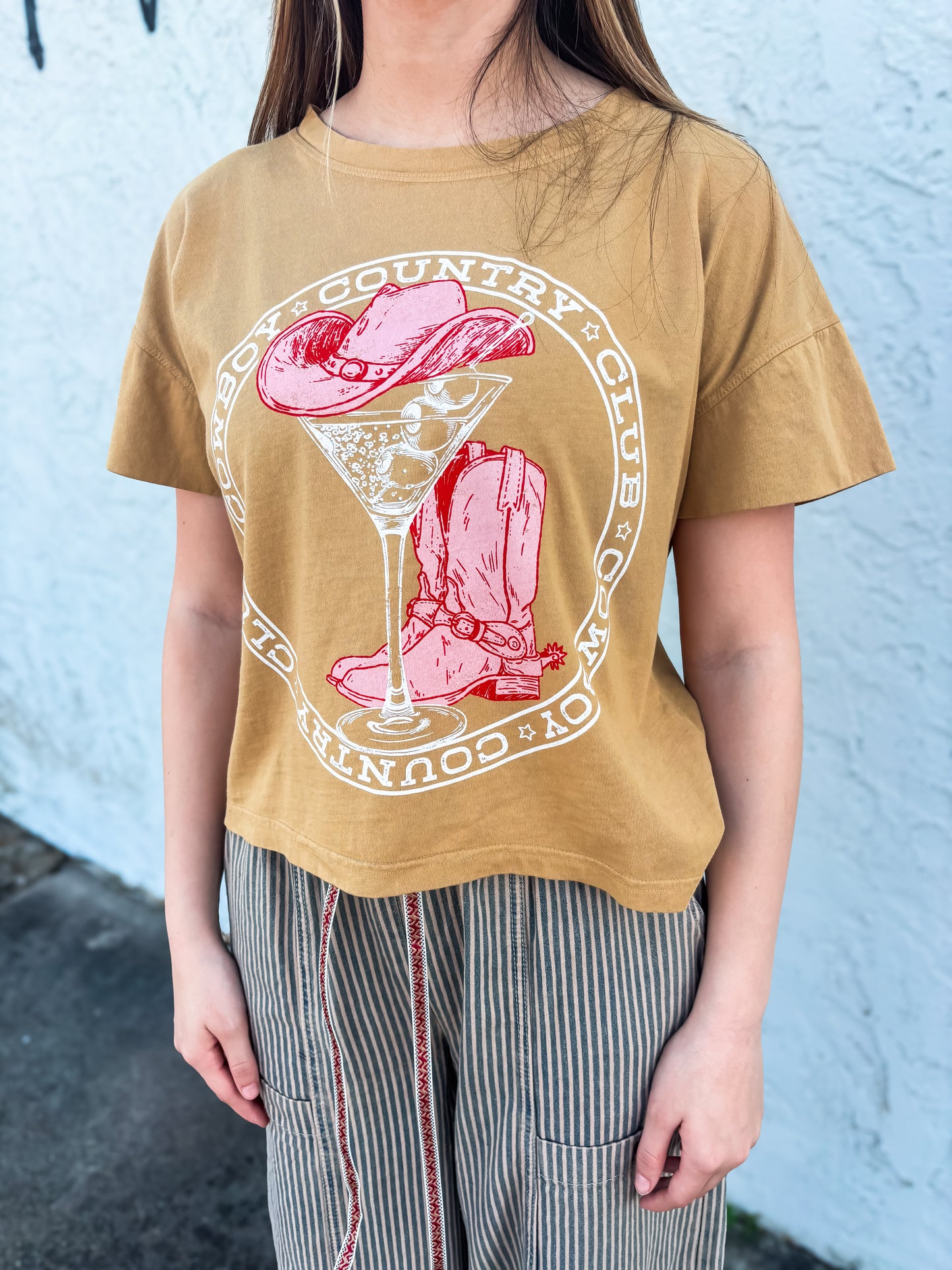 Cowboy Cocktail Club Hi-Lo Tee - Brazos Avenue Market