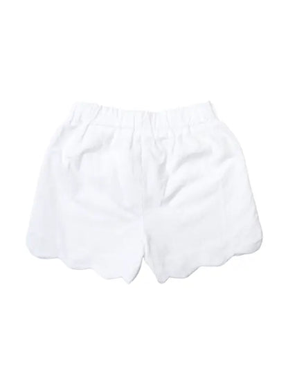 White Scalloped Hem Shorts - Brazos Avenue Market 