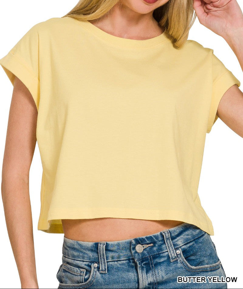 Cotton Folded Sleeve Top