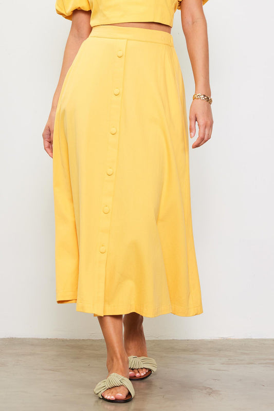 Yellow Button Down Maxi Skirt