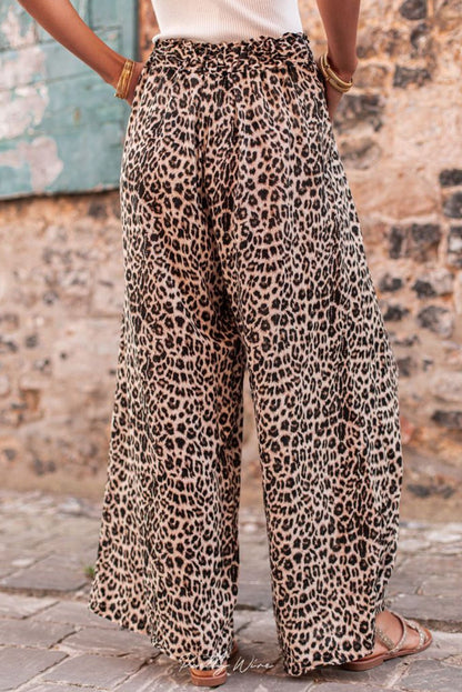 Boho Leopard Wide Leg Pants - Brazos Avenue Market 