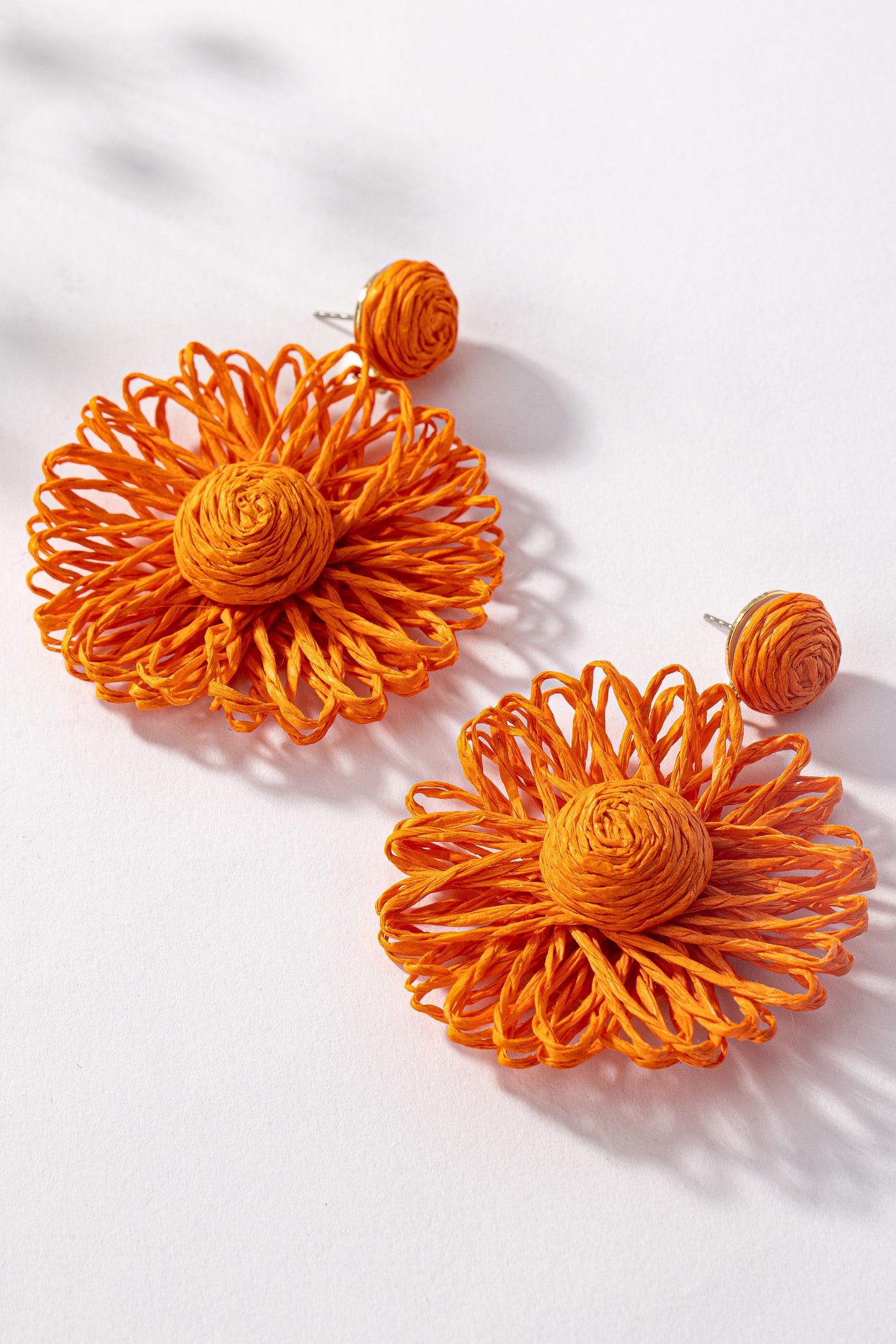 Raffia Flower Earrings - Brazos Avenue Market