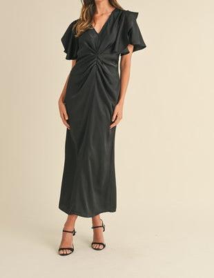 Short Flutter Sleeve Midi Dress - Brazos Avenue Market