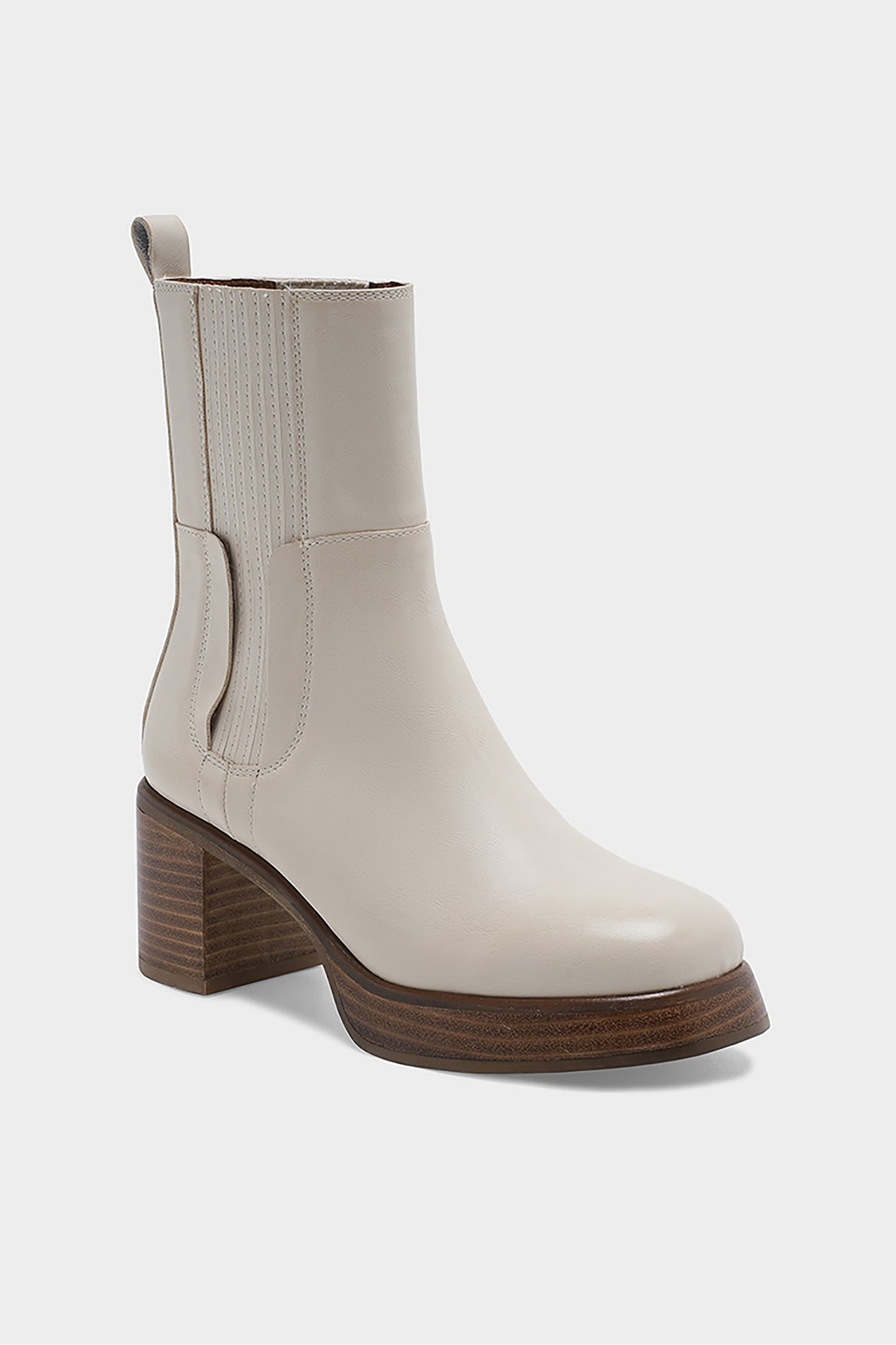 Ivory Chunky Heel Boots - Brazos Avenue Market
