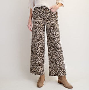 Animal Print Washed Twill Pants - Brazos Avenue Market