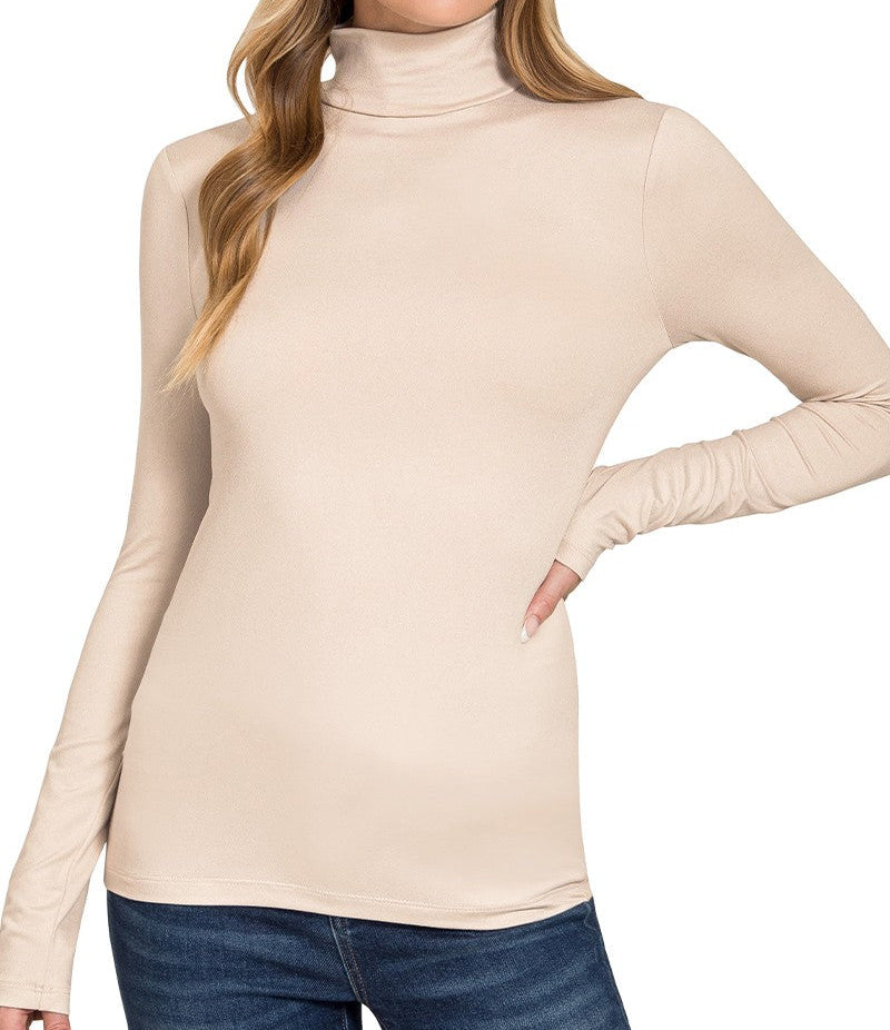 Premium Microfiber Mock Neck Top - Brazos Avenue Market