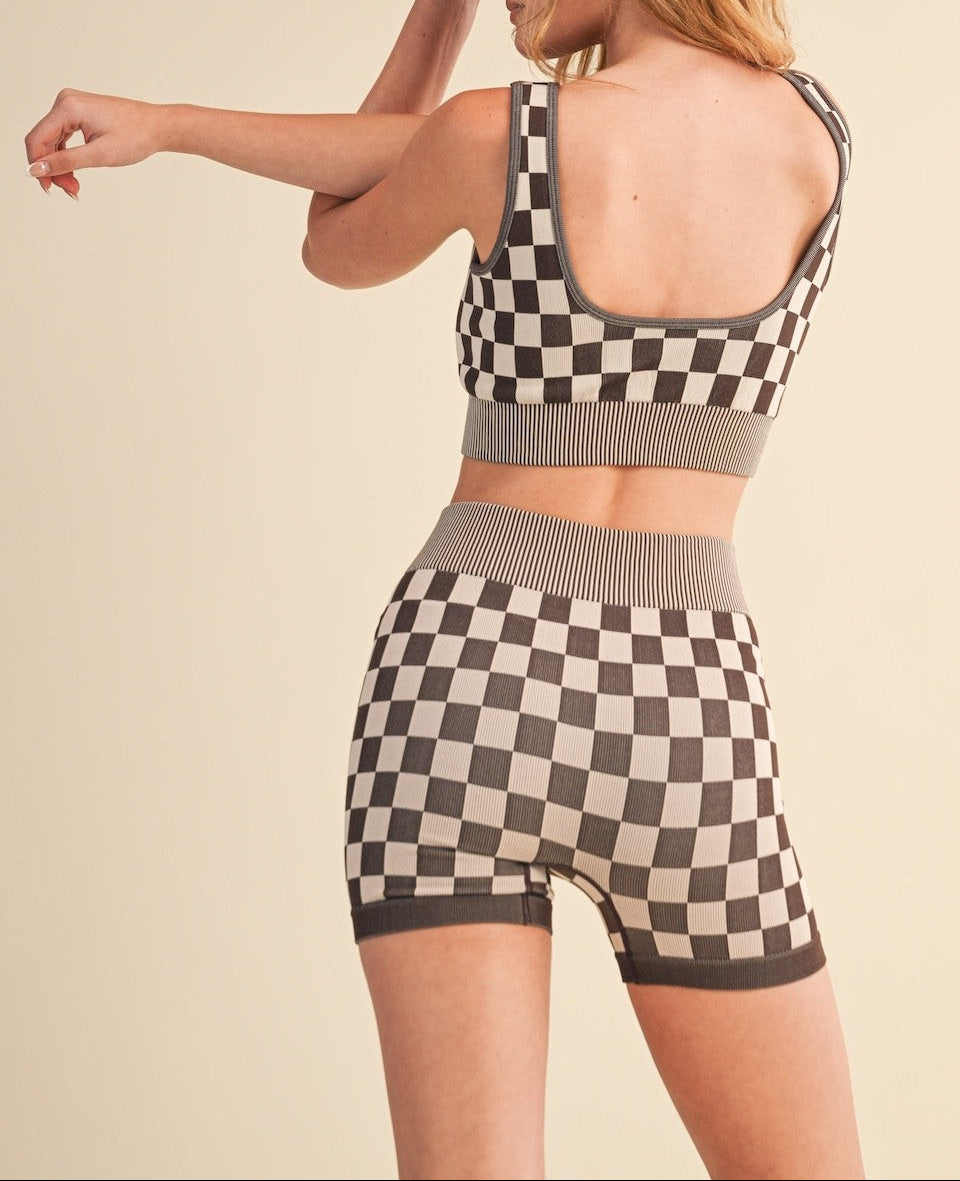 Checkmate Cropped Two Piece Set - Brazos Avenue Market