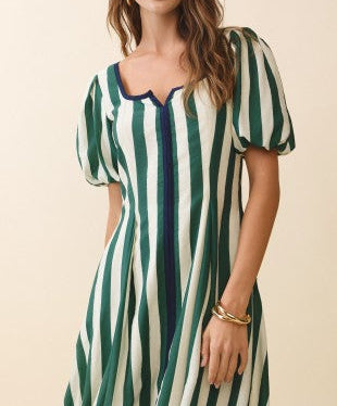 vertical stripe midi dress Vertical Stripe Square Neck Dress Large