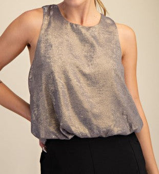 Round Neck Sleeveless Bubble Top - Brazos Avenue Market