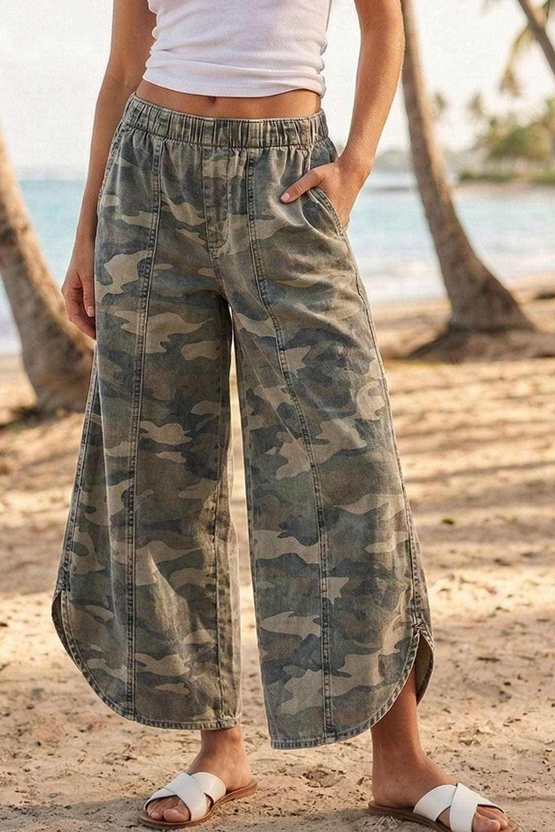 Camo Washed Denim Relaxed Fit Jean