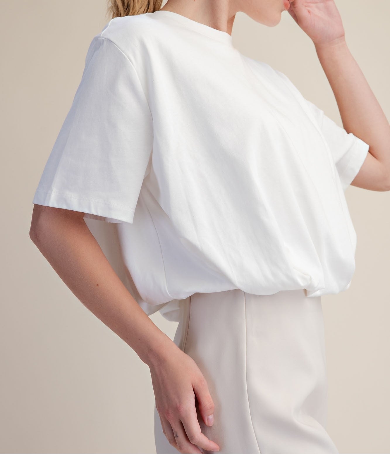Cropped Bubble Hem T-shirt