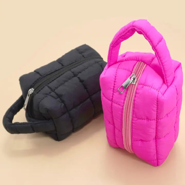 Quilted Puffy Cosmetic Makeup Pouch