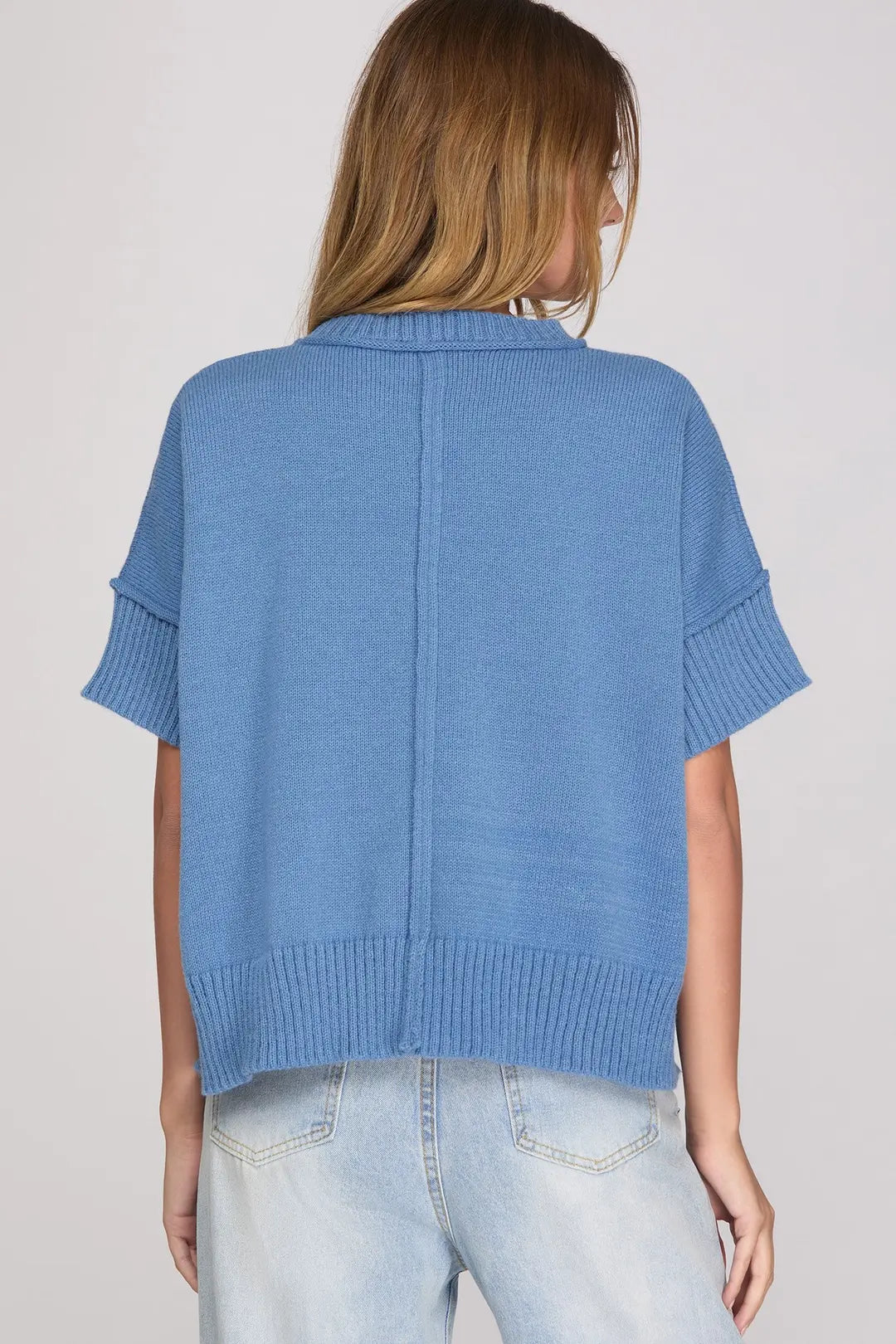Light Blue Short Sleeve Sweater