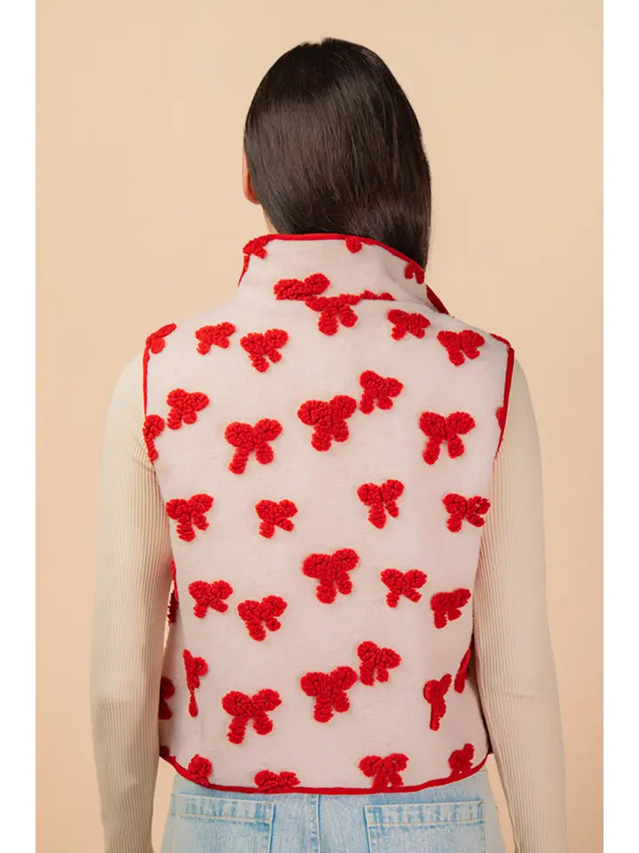 Textured Bow Vest - Brazos Avenue Market