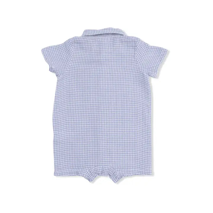 Micro Gingham Blue Blizzard - Polo Shortie - Brazos Avenue Market