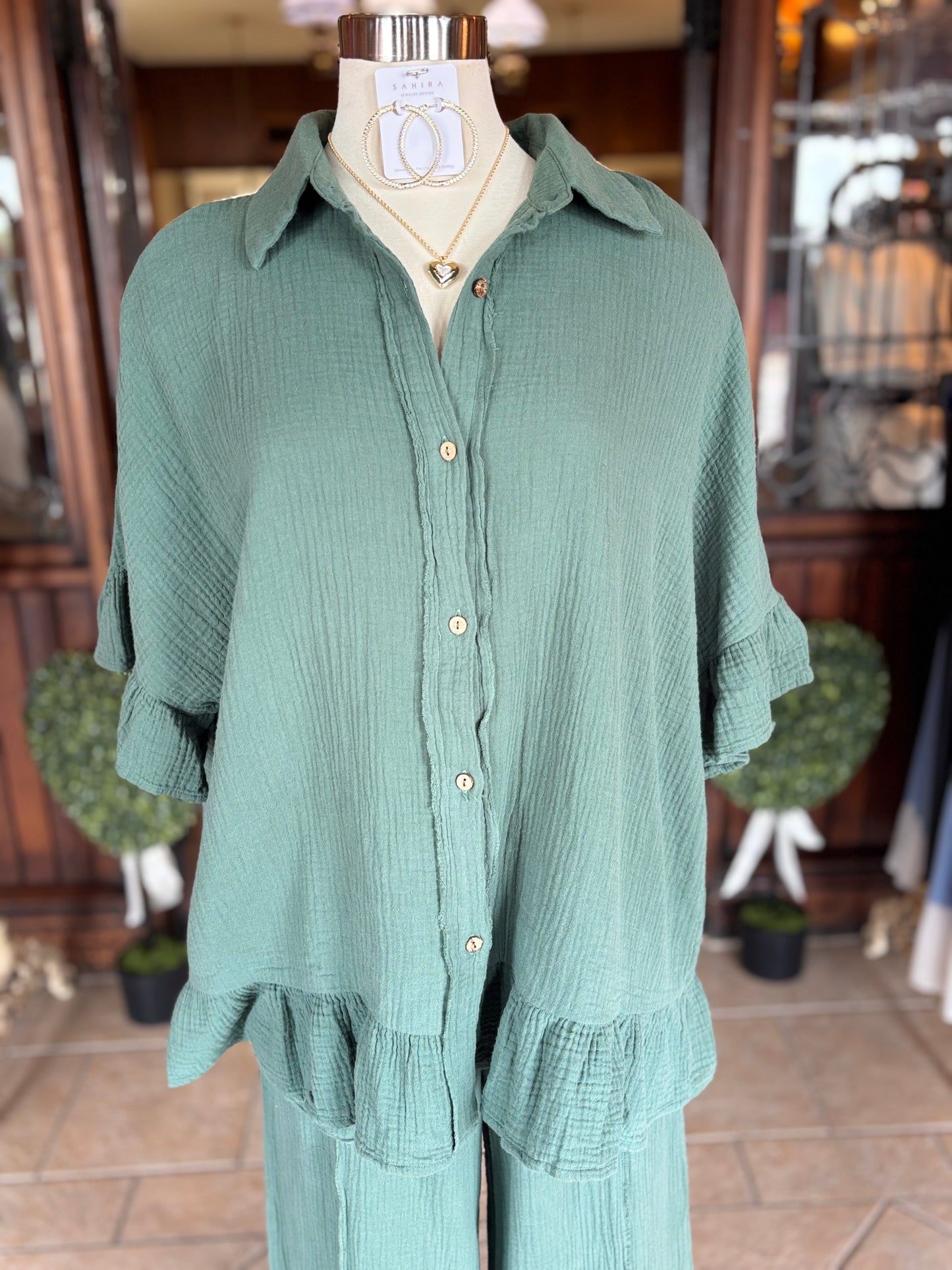 Cotton Gauze Boxy Blouse