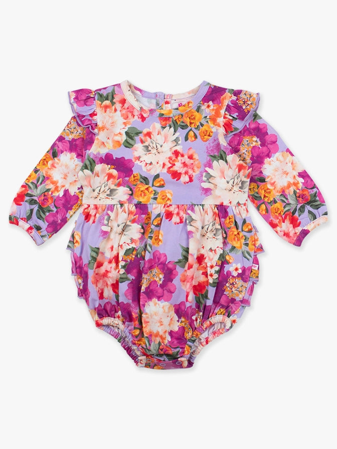 Baby Girls Lavender Valley Knit Long Sleeve Flutter Bubble Romper - Brazos Avenue Market