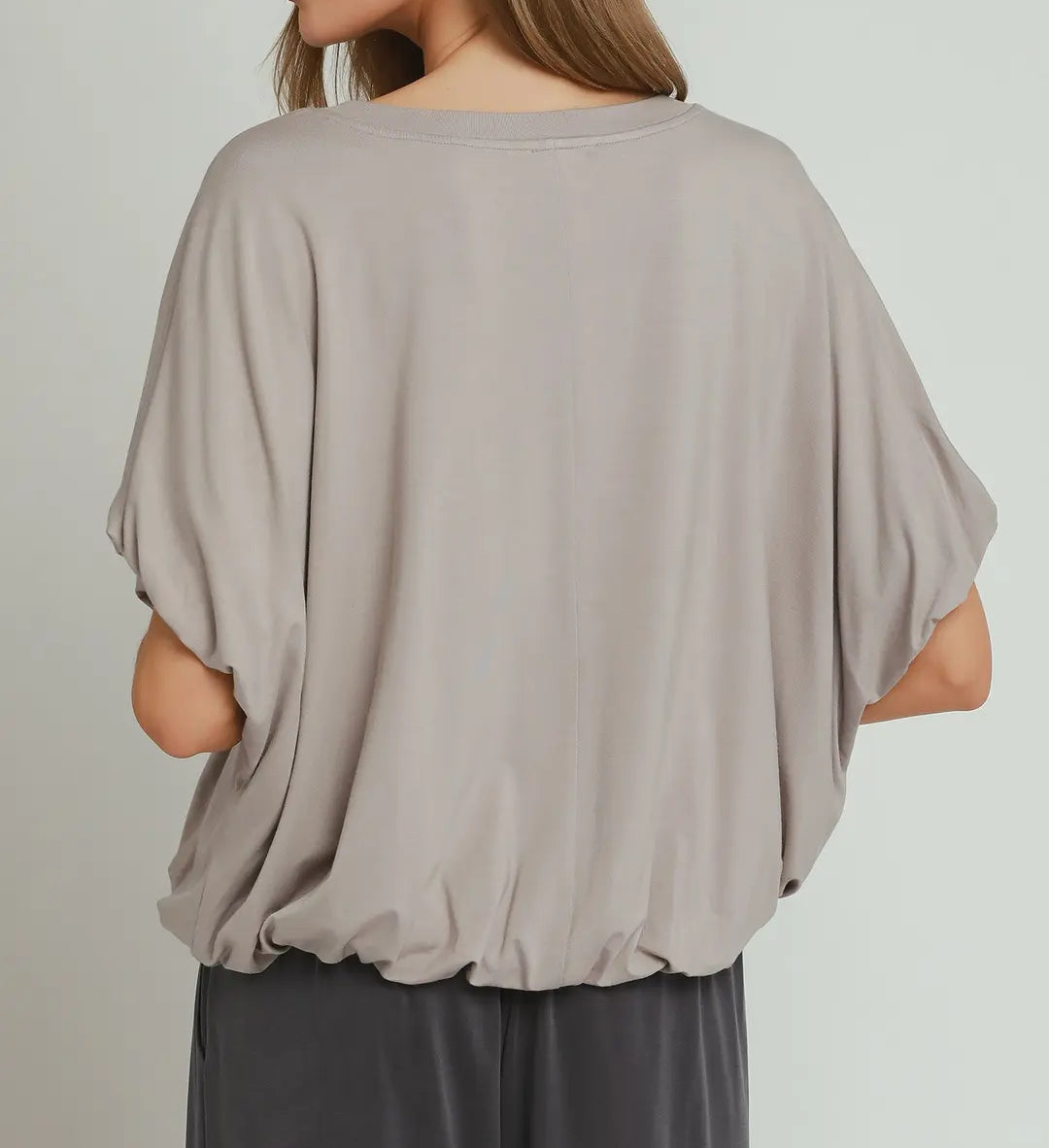 BAMBOO FIBER Double Lined Bubble Sleeve & Hem Top