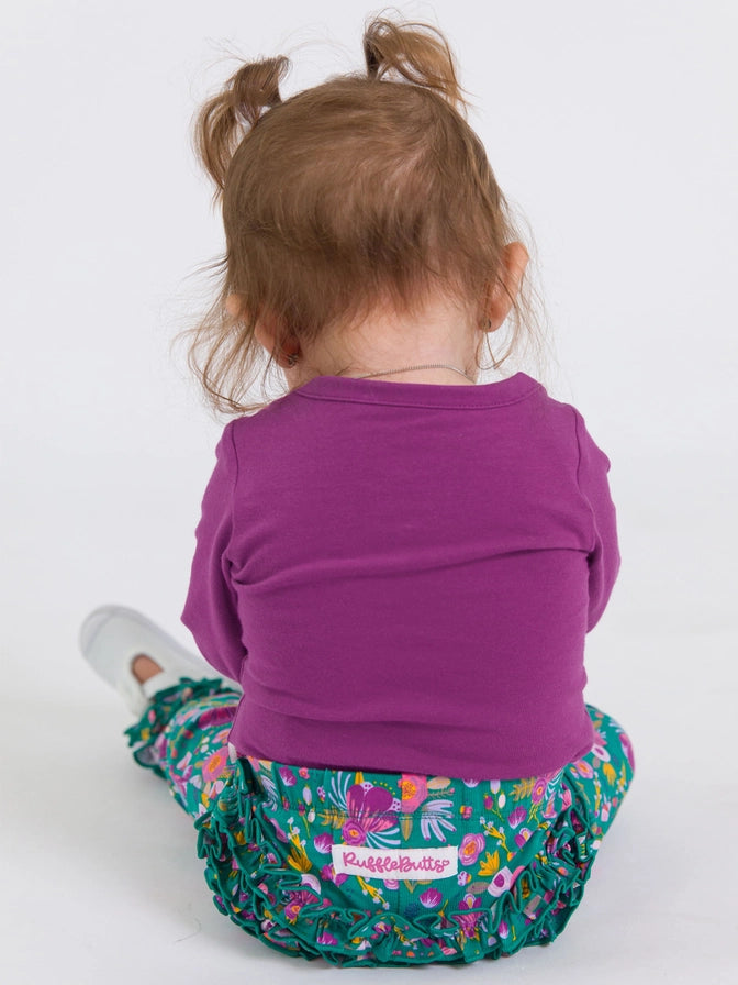 Baby Girls Plum Tart Knit Long Sleeve Ruffle Bodysuit - Brazos Avenue Market