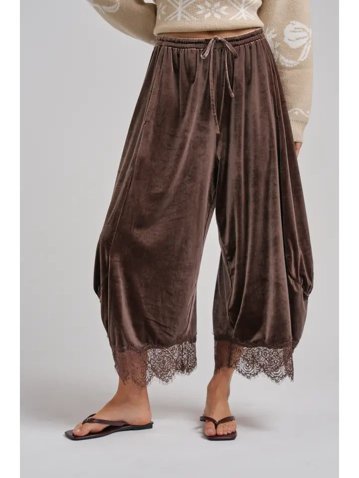 Velvet Flowy Wide Balloon Leg Pants