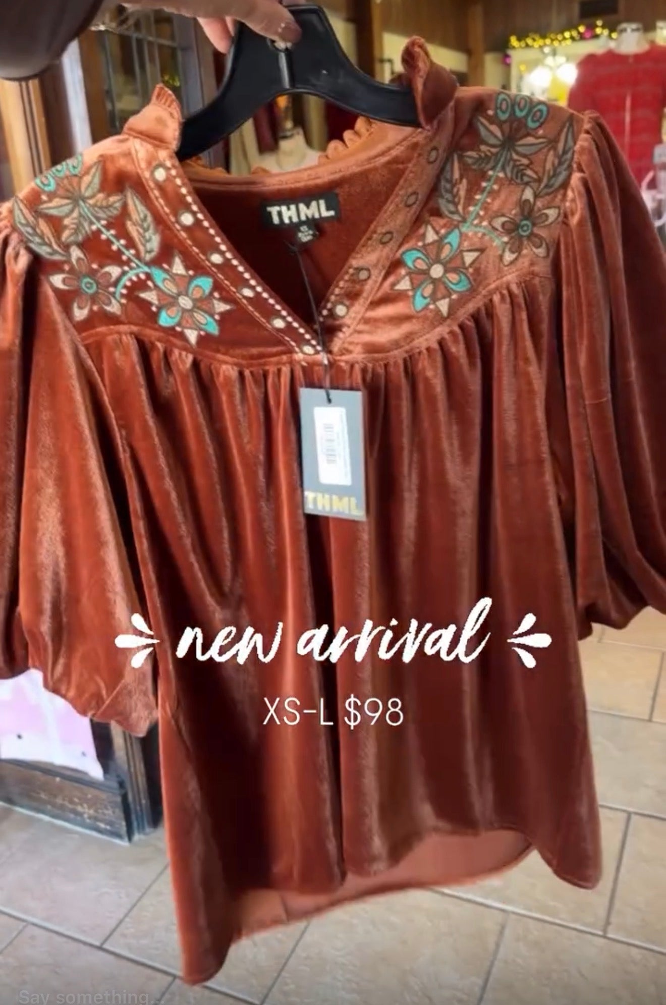 Velvet Floral Embroidered Top - Brazos Avenue Market