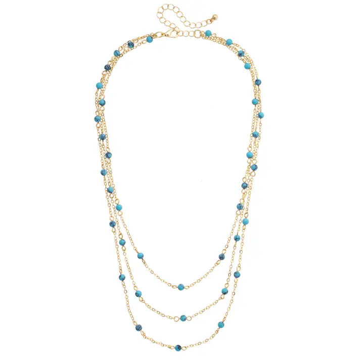 Selena Dainty Layered Necklace in Turquoise - Brazos Avenue Market