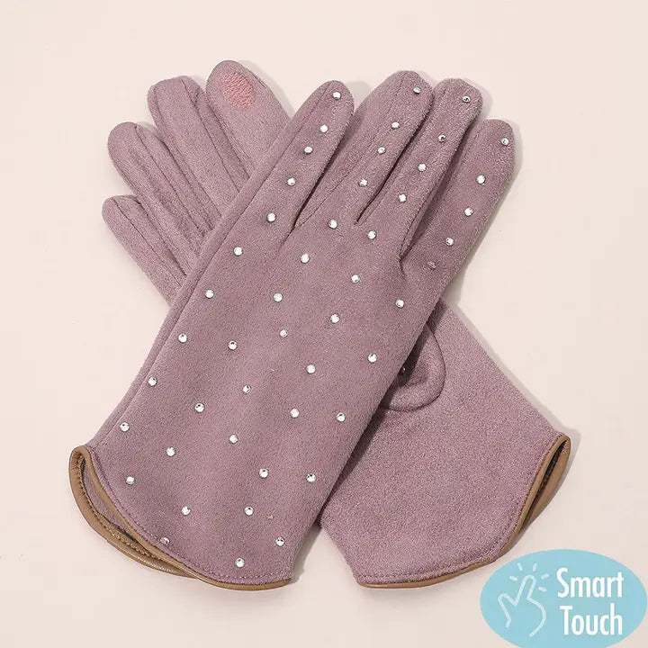 Rhinestone Embellished Smart Touch Winter Gloves