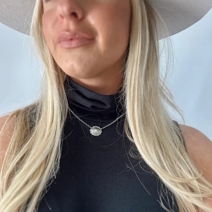 15" 18K Gold Plated Dainty Concho Necklace - Brazos Avenue Market