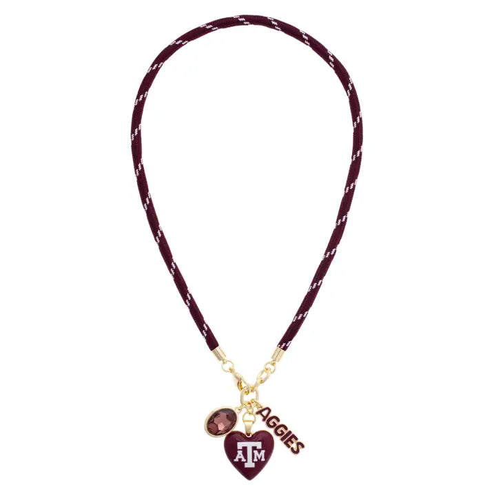 Texas A&M Aggies Logo Heart Paracord Necklace