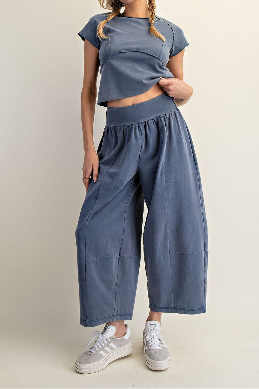 Mineral Washed Wide Leg Pants - Brazos Avenue Market