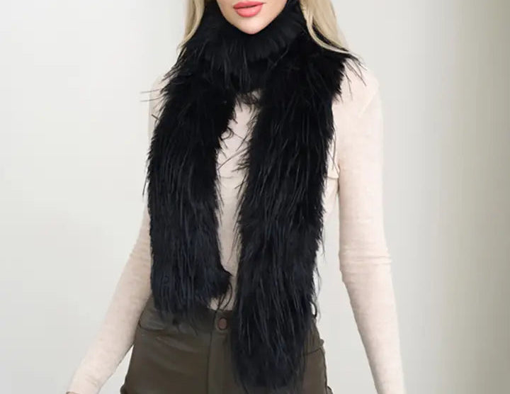 Fluffy Faux Long Fur Long Wrap Scarf - Brazos Avenue Market