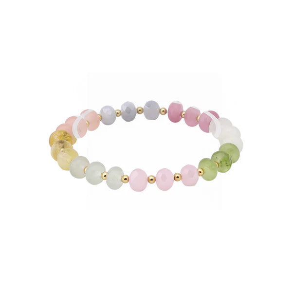 Light Multi Natural Stone Beaded Stretch Bracelet - Brazos Avenue Market