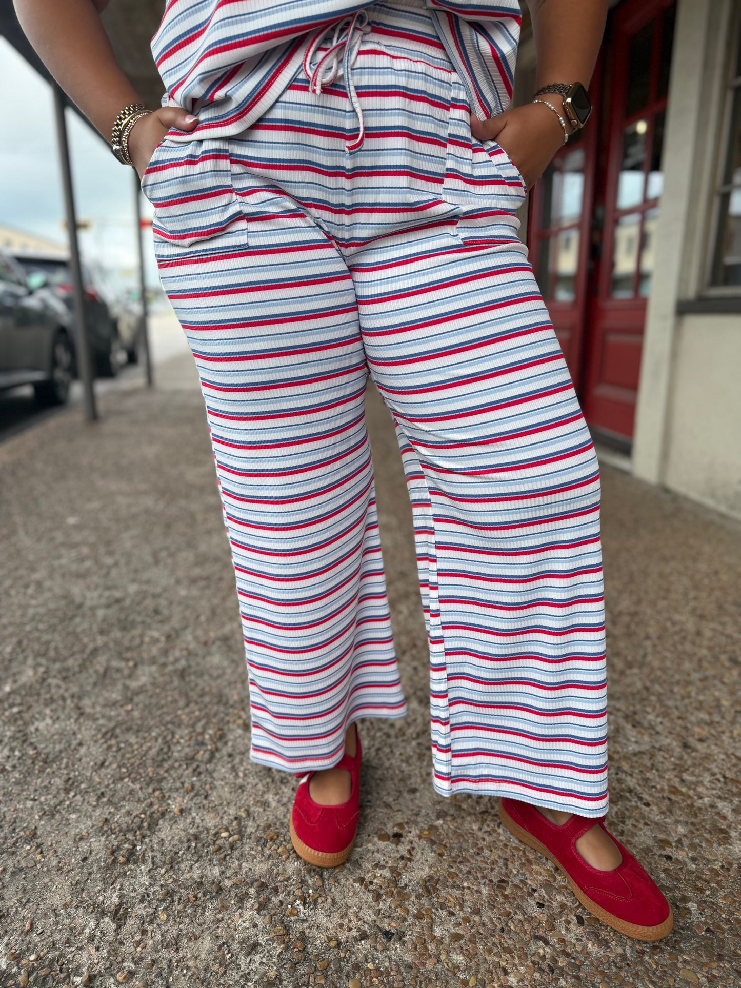 4th of July Ribbed Striped Lounge Set