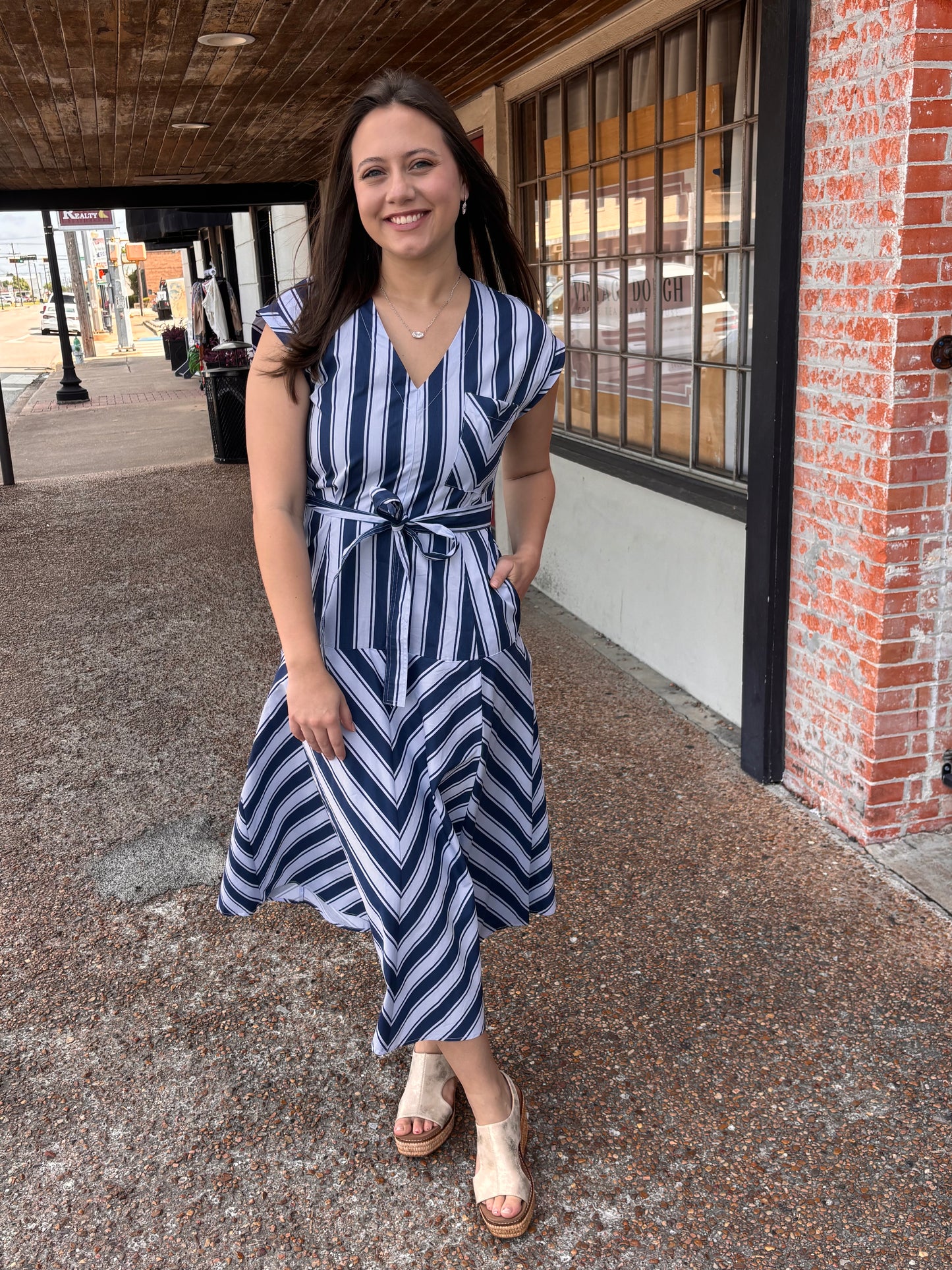 Blue Stripe Midi Dress