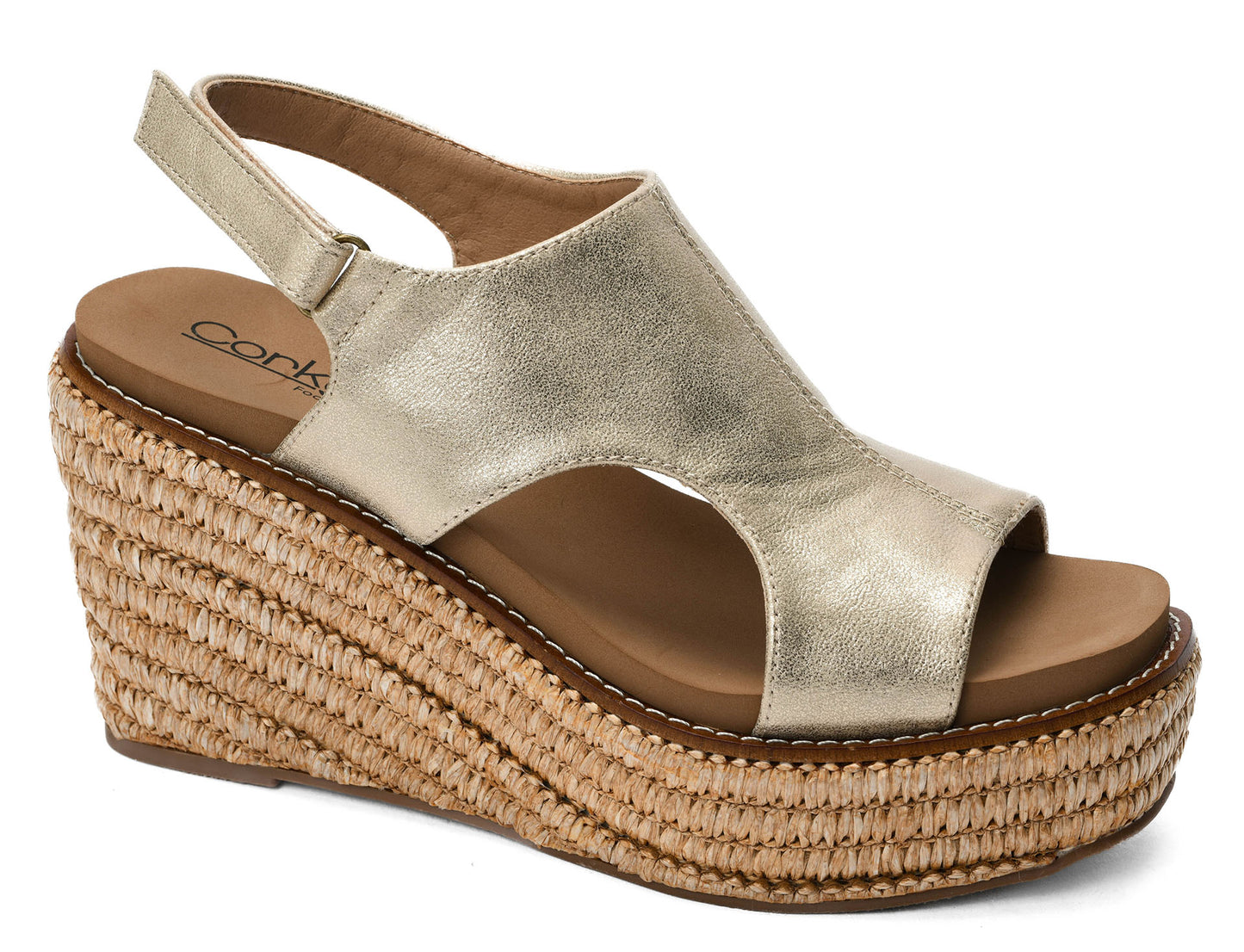 Corkys Footwear Freddie Wedge - Gold Washed Metallic - Brazos Avenue Market