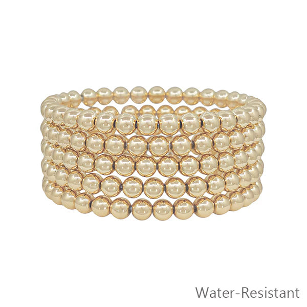 Water Resistant 6MM Beaded Set of 5 Stretch Bracelets - Brazos Avenue Market