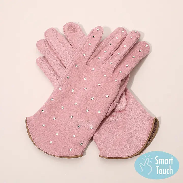 Rhinestone Embellished Smart Touch Winter Gloves - Brazos Avenue Market