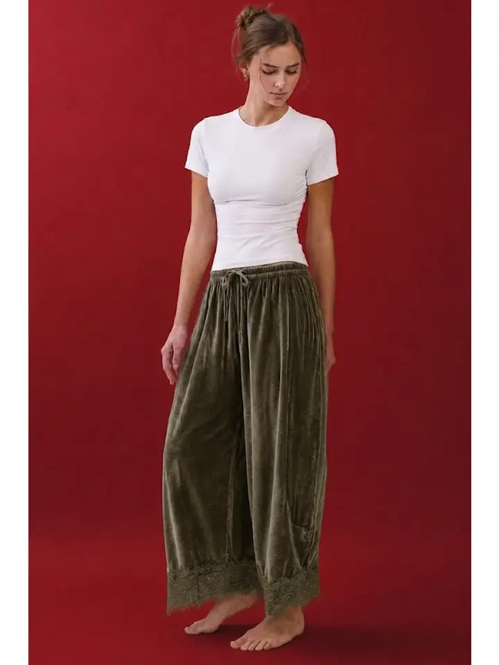 Velvet Wide Leg Pants