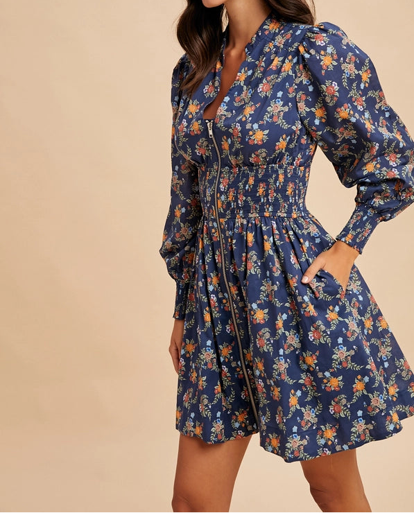 Long Sleeve Floral Mini Dress
