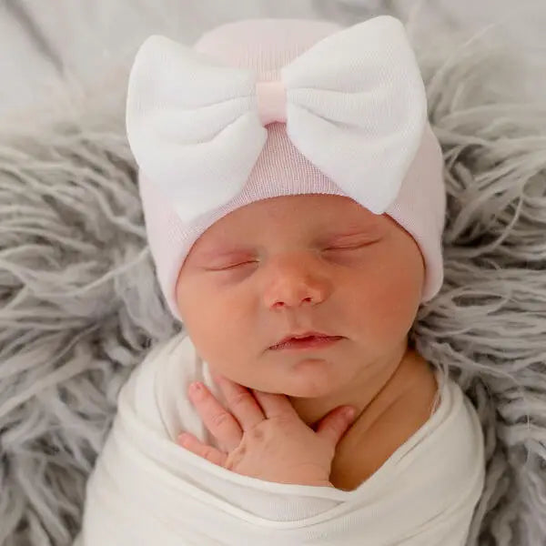 ILYBEAN Pink with White Bow Hospital Hat
