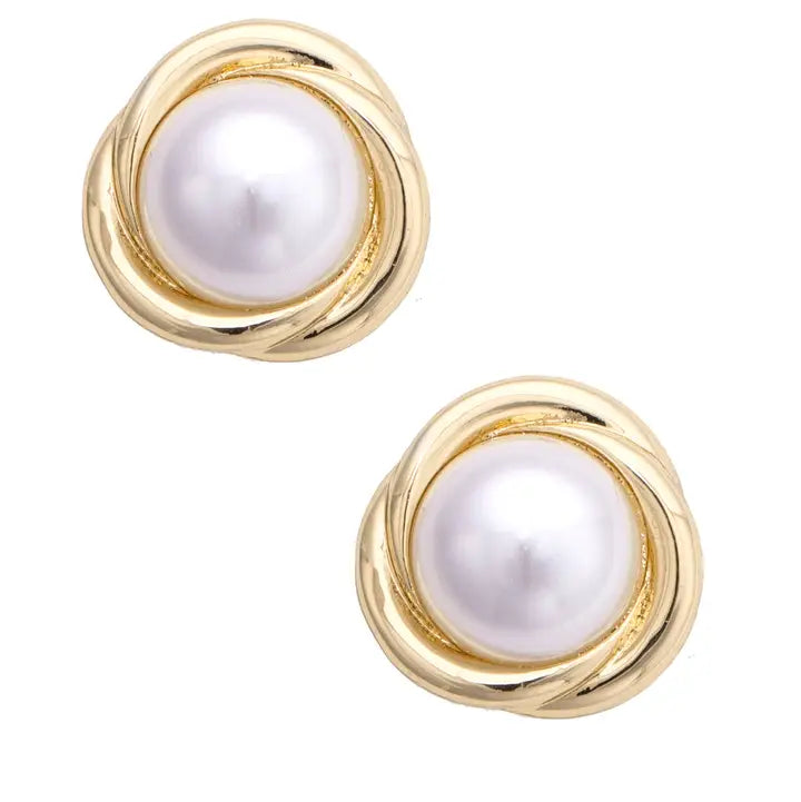 Perkins Vintage Pearl Stud Earrings in Ivory - Brazos Avenue Market