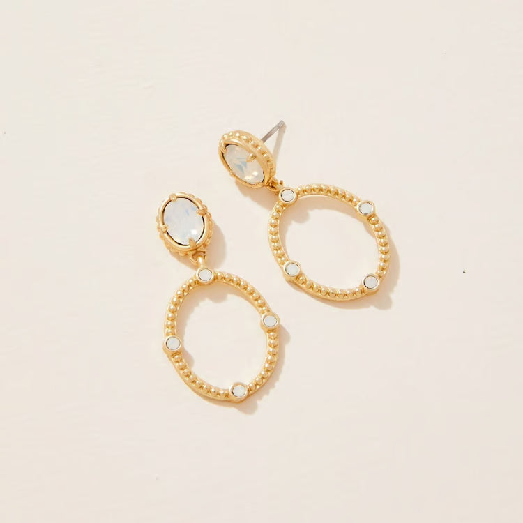 Cristal Oval Drop Earrings White Opal