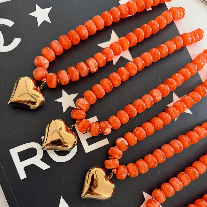 Orange Heart Necklace