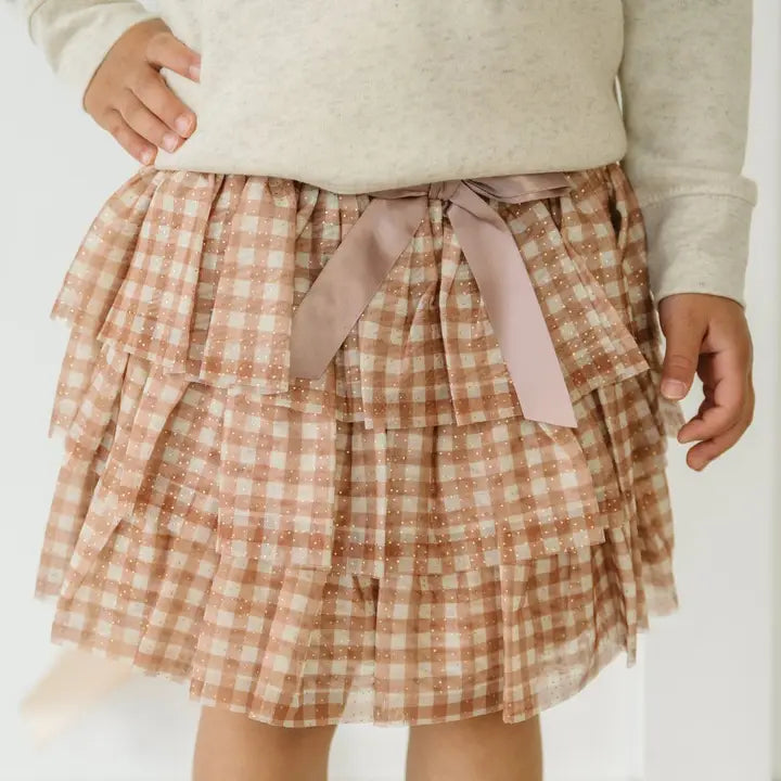 Gingham Printed Tulle Tiered Tutu - Brazos Avenue Market