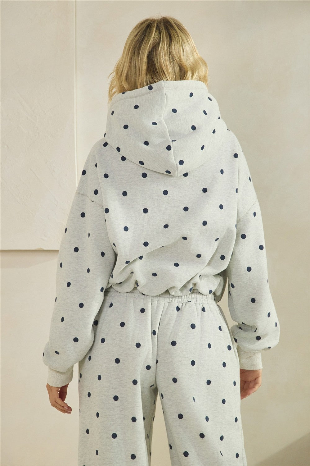 Printed Bubble Hem Knit Hoodie