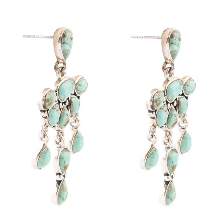 Durango Blue Turquoise Sterling Silver Post Drop Earrings - Brazos Avenue Market